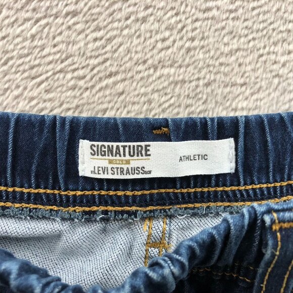 Levis Signature Women Jeans Size 18 Gold Athletic Fit Straight Leg Elastic Waist - Picture 3 of 16